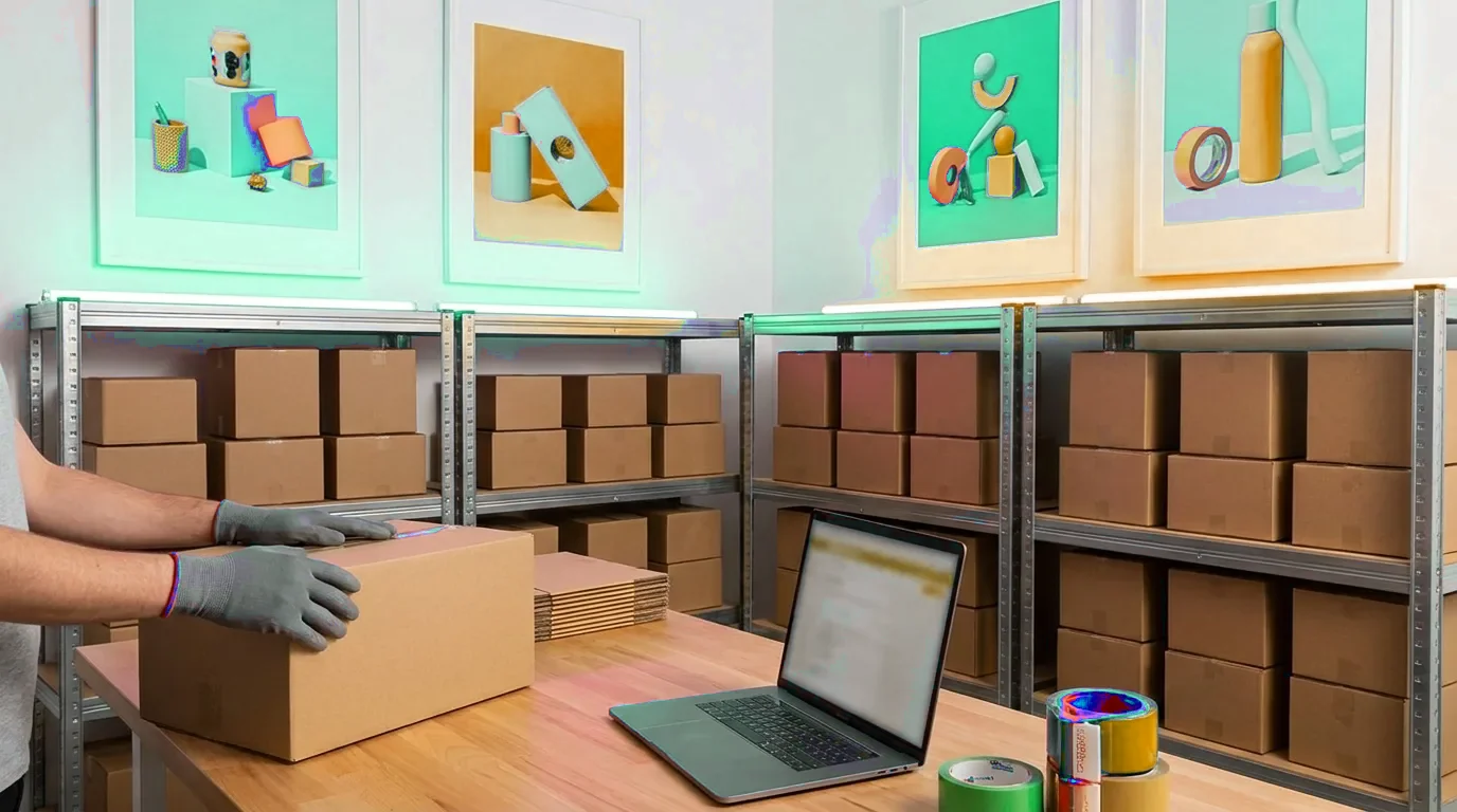 Packing orders at the EnnisFare fulfillment area